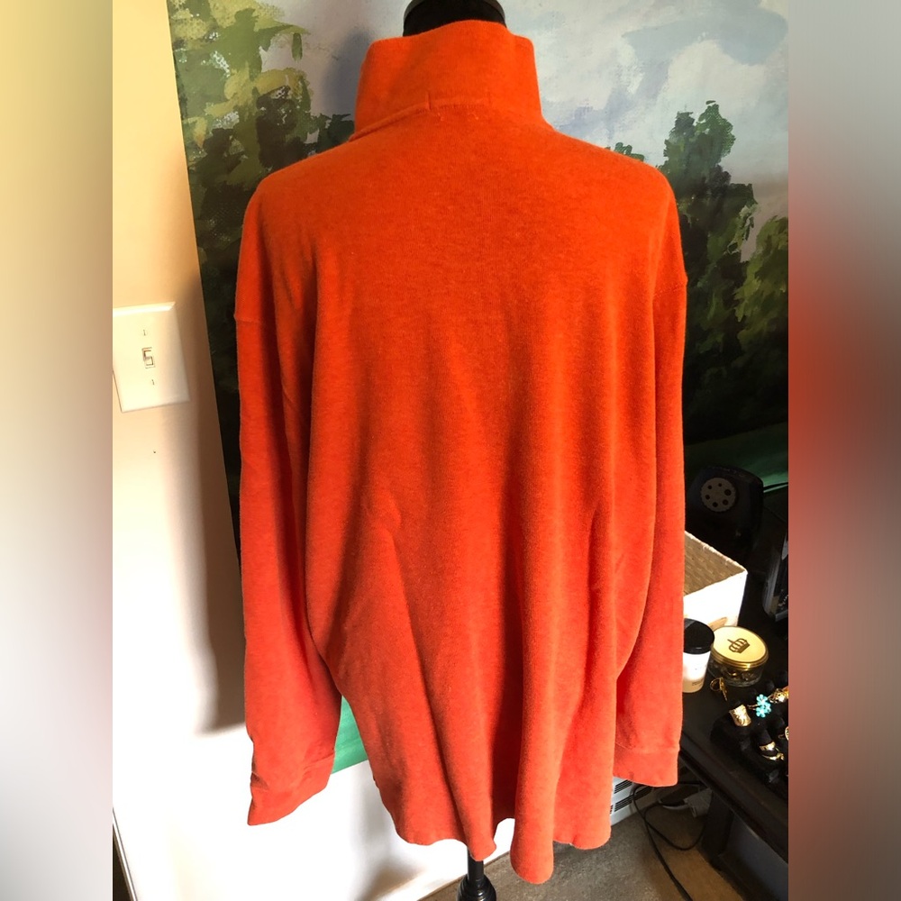 Polo by Ralph Lauren Pumpkin Orange Estate Rib Quarter-Zip Sweater Sz. XXL - Picture 4 of 6